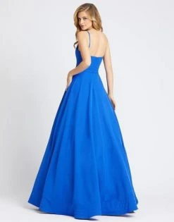Ieena Duggal - 48855I V Neck Sleeveless Fitted Bodice A-Line Dress