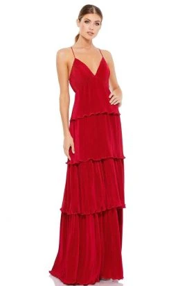 Ieena Duggal - 49083 Spaghetti Strap Tiered Long Dress