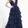 Ieena Duggal - 49287 V Neck Tiered A-Line Dress
