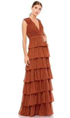 Ieena Duggal - 49287 V Neck Tiered A-Line Dress