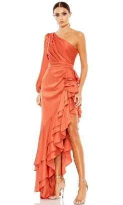 Ieena Duggal 49531 - Asymmetric Ruffled High-Low Evening Gown