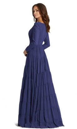 Ieena Duggal - 55311 Long Sleeve Ruched A-Line Dress
