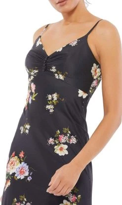 Ieena Duggal - 55388I V-Neck Empire Tea-Length Dress