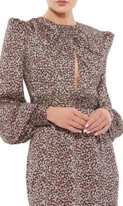 Ieena Duggal - 55389I Floral Fabric Close Neck Short Dress 7 Ieena Duggal - 55389I Floral Fabric Close Neck Short Dress