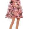 Ieena Duggal 55404 - Chiffon Floral Printed Mini Cape Dress