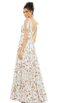 Ieena Duggal - 55422I V-Neck Floral A-Line Dress