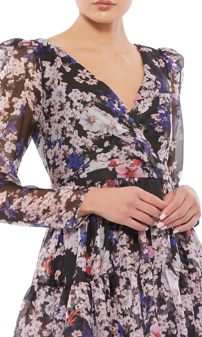 Ieena Duggal - 55423I Long Sleeve Floral A-Line Dress 5 Ieena Duggal - 55423I Long Sleeve Floral A-Line Dress