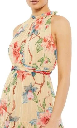 Ieena Duggal - 55429I High Neck Floral A-Line Dress