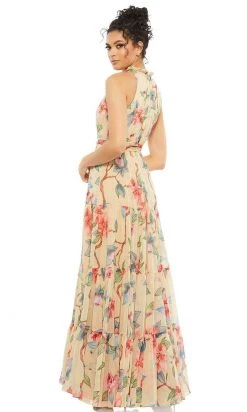 Ieena Duggal - 55429I High Neck Floral A-Line Dress