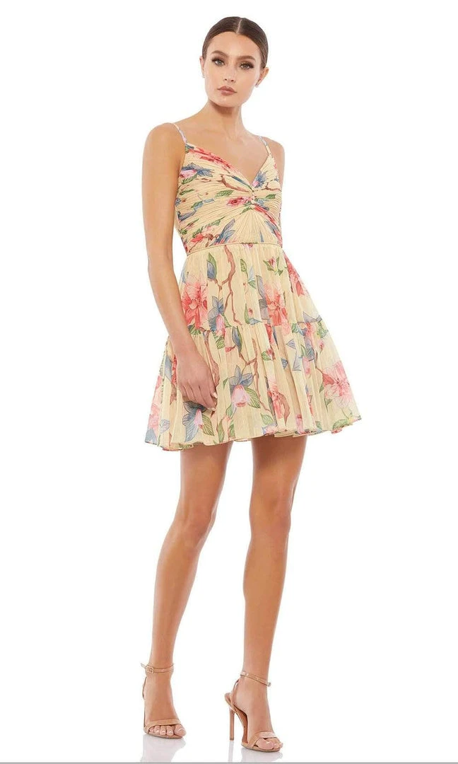 Ieena Duggal - 55430I Ruched Bod Floral Short Dress 3 Ieena Duggal - 55430I Ruched Bod Floral Short Dress