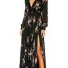 Ieena Duggal 55661 - V-Neck Tie Belt Floral Evening Gown 1 Ieena Duggal 55661 - V-Neck Tie Belt Floral Evening Gown