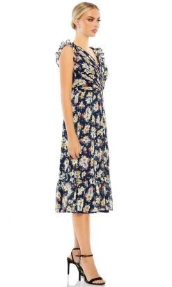 Ieena Duggal 55665 - Ruffle Trimmed Floral Cocktail Dress