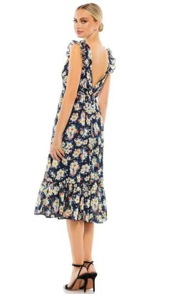 Ieena Duggal 55665 - Ruffle Trimmed Floral Cocktail Dress