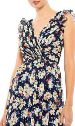 Ieena Duggal 55665 - Ruffle Trimmed Floral Cocktail Dress