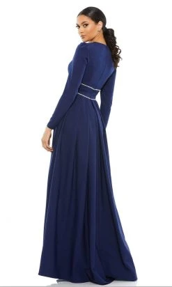 Ieena Duggal - 55705 Long Sleeve Jeweled A-Line Dress