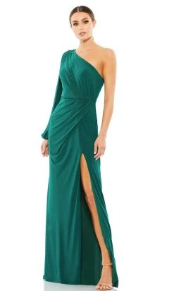 Ieena Duggal - 67879I One Shoulder Draped High Slit Gown