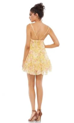 Ieena Duggal - 67895I V Neck Floral Baby Doll Dress