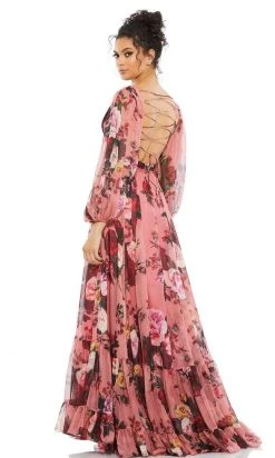 Ieena Duggal - 67946 Floral Printed Ruched A-Line Gown