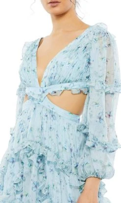 Ieena Duggal - 67949I Ruffle Rich Floral Enchanting Dress