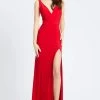 Ieena Duggal - Plunging V-Neck High Slit Sheath Gown 25846I 1 Ieena Duggal - Plunging V-Neck High Slit Sheath Gown 25846I