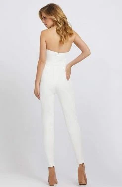 Ieena Duggal - Strapless Sweetheart Fitted Jumpsuit With Jacket 26223I - 1 Pc White In Size 4 Available Mac Duggal