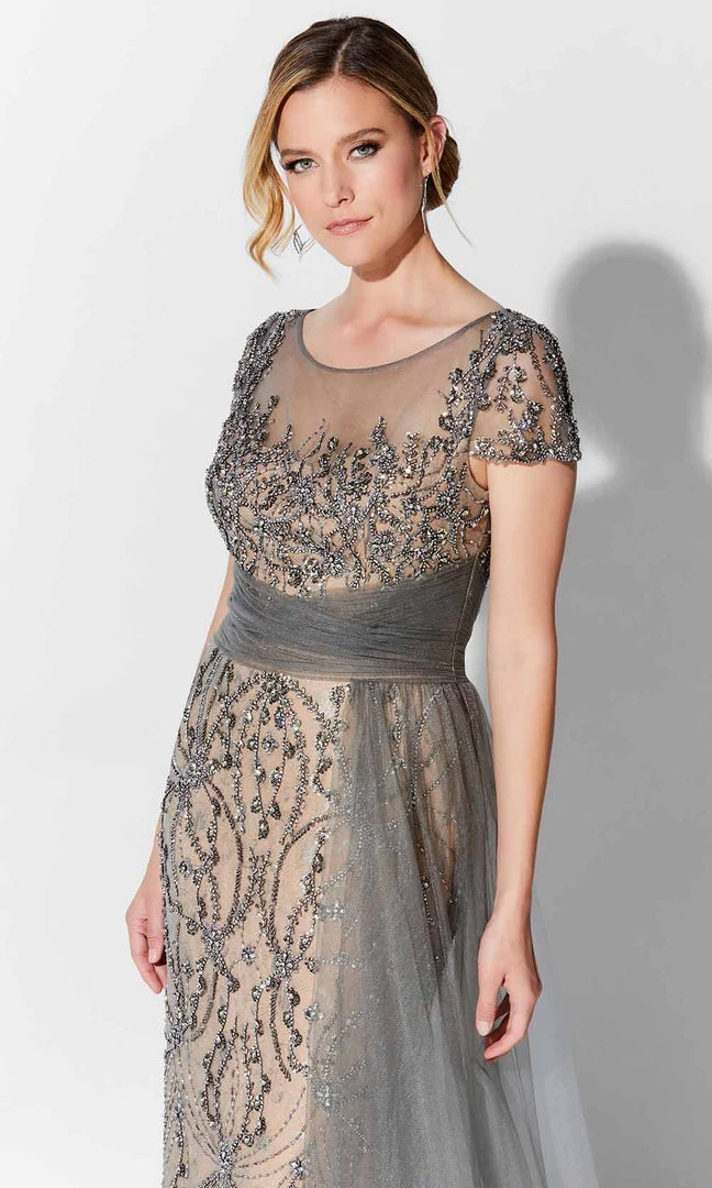 Ivonne D 122D62 - Beaded Tulle Overskirt Sheath Gown Ivonne D For Mon Cheri 5 Ivonne D 122D62 - Beaded Tulle Overskirt Sheath Gown Ivonne D For Mon Cheri