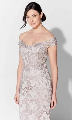 Ivonne D For Mon Cheri Ivonne D 122D65 - Embroidered Crepe Laced Evening Gown