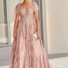Ivonne D By Mon Cheri - 120D10 Embroidered Lace Pleated A-Line Gown
