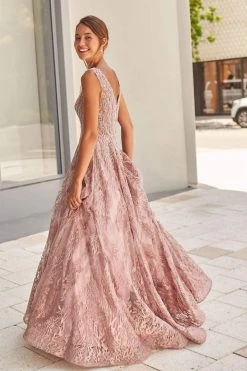 Ivonne D By Mon Cheri - 120D10 Embroidered Lace Pleated A-Line Gown