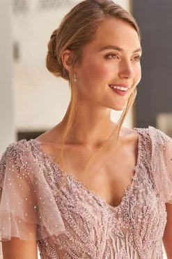 Ivonne D By Mon Cheri - 120D10 Embroidered Lace Pleated A-Line Gown