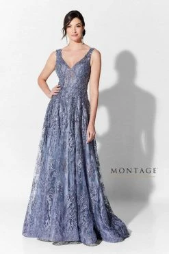 Ivonne D By Mon Cheri - 120D10 Embroidered Lace Pleated A-Line Gown