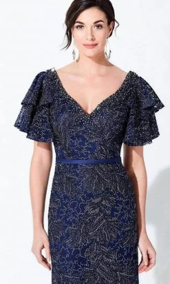 Ivonne D By Mon Cheri - 220D21 Ruffled Bell Sleeve Embroidered Gown