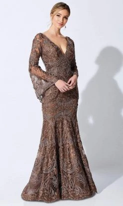 Ivonne D For Mon Cheri Ivonne D By Mon Cheri - Plunging V-Neck Trumpet Evening Dress