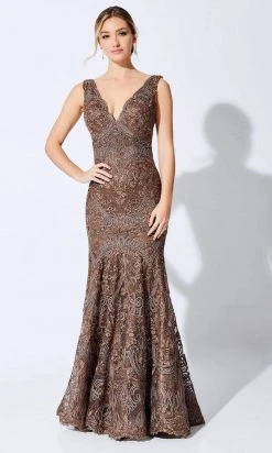 Ivonne D For Mon Cheri Ivonne D By Mon Cheri - Plunging V-Neck Trumpet Evening Dress