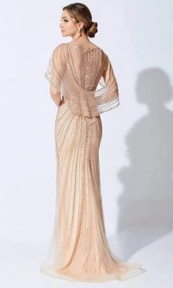 Ivonne D By Mon Cheri - V-Neck Low Back Cape Dress Ivonne D For Mon Cheri