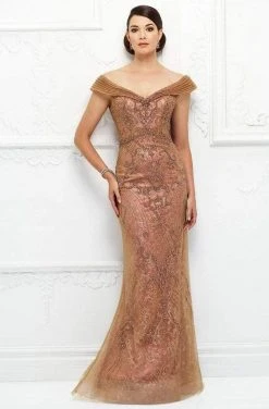 Ivonne D For Mon Cheri - 118D08 Beaded Lace Dress With Tulle Overlay