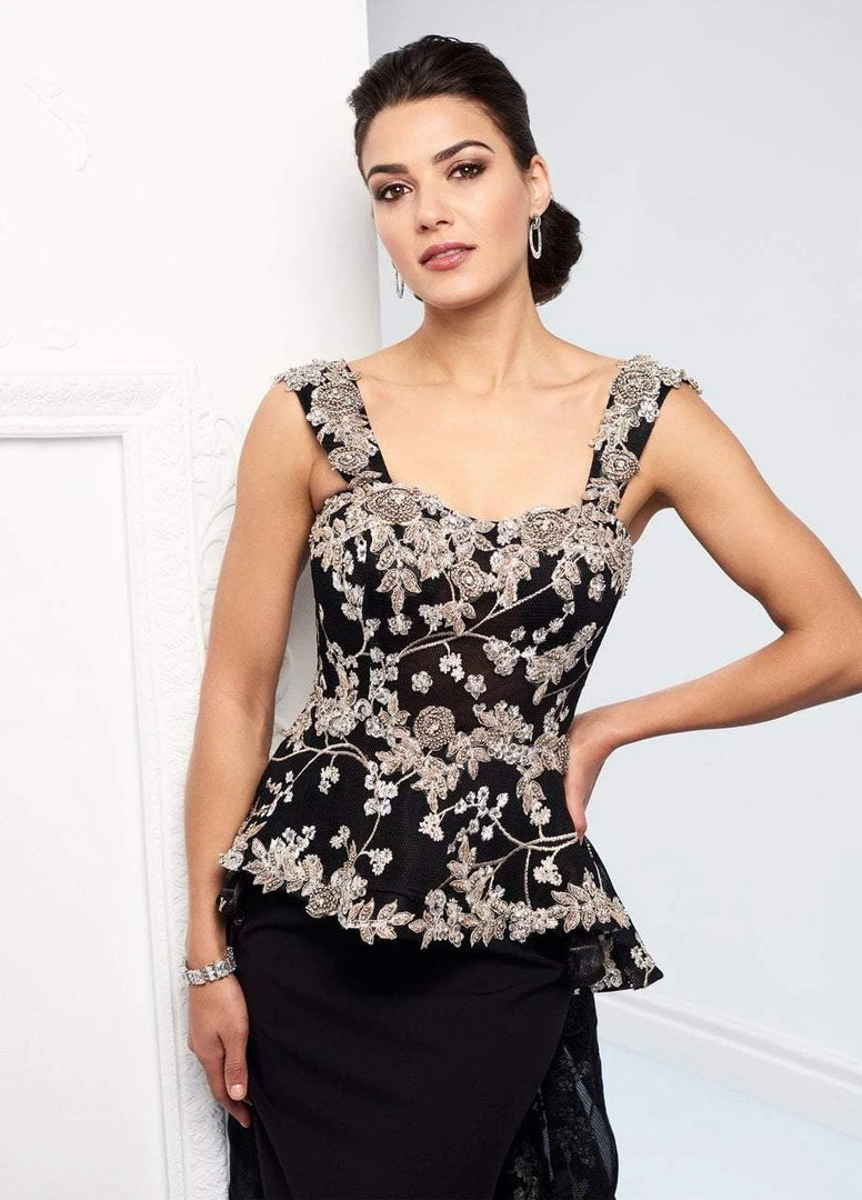 Ivonne D For Mon Cheri - 218D32 Embraided Lace Peplum Dress With Train 5 Ivonne D For Mon Cheri - 218D32 Embraided Lace Peplum Dress With Train