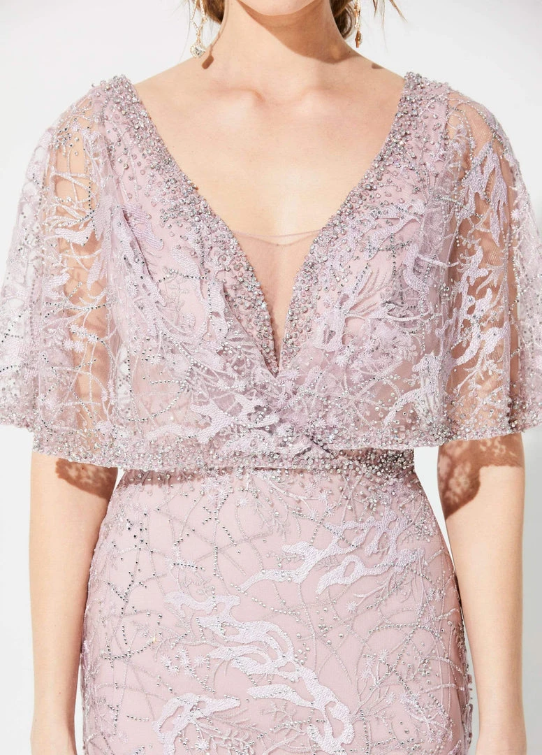 Ivonne D For Mon Cheri - 219D72 Embroidered Kimono Sleeve Lace Gown 9 Ivonne D For Mon Cheri - 219D72 Embroidered Kimono Sleeve Lace Gown