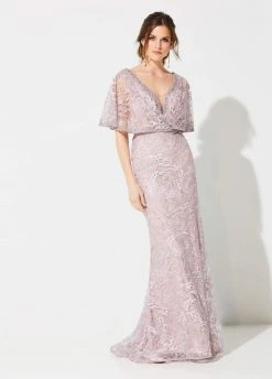 Ivonne D For Mon Cheri - 219D72 Embroidered Kimono Sleeve Lace Gown 12 Ivonne D For Mon Cheri - 219D72 Embroidered Kimono Sleeve Lace Gown
