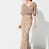 Ivonne D For Mon Cheri - 219D72W Embroidered Deep V-neck Sheath Dress