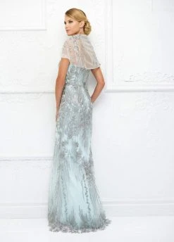 Ivonne D For Mon Cheri - Beaded Dress With Detachable Wrap 118D04 - 1 Pc Ice/Water In Size 8 Available