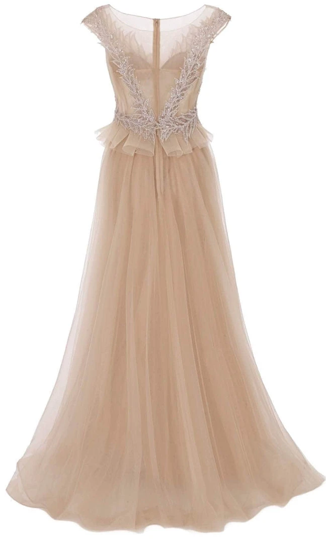 Janique 15761 - Cap Sleeve Illusion V-neck Long Dress 7 Janique 15761 - Cap Sleeve Illusion V-neck Long Dress