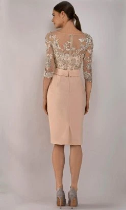 Janique - 1906 Embroidered Bateau Knee Length Fitted Dress 11 Janique - 1906 Embroidered Bateau Knee Length Fitted Dress