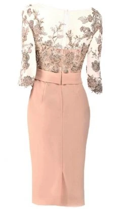 Janique - 1906 Embroidered Bateau Knee Length Fitted Dress 13 Janique - 1906 Embroidered Bateau Knee Length Fitted Dress