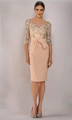Janique - 1906 Embroidered Bateau Knee Length Fitted Dress 10 Janique - 1906 Embroidered Bateau Knee Length Fitted Dress
