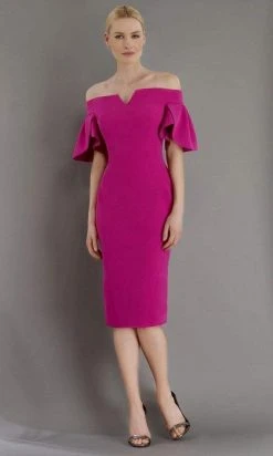 Janique - 1942 Bell Sleeve Off-Shoulder Fitted Dress