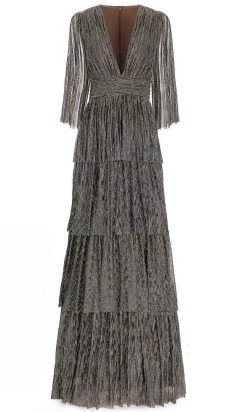 Janique 210722 - Quarter Length-Sleeve Plunging V-neck Evening Dress