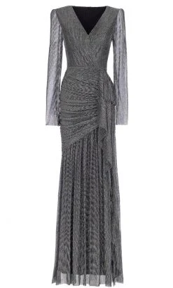 Janique 210822 - Long Sleeve V-neck Evening Dress 9 Janique 210822 - Long Sleeve V-neck Evening Dress