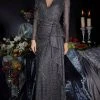 Janique 210822 - Long Sleeve V-neck Evening Dress