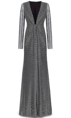 Janique 210922 - Long Sleeve Plunging V-neck Evening Dress 9 Janique 210922 - Long Sleeve Plunging V-neck Evening Dress